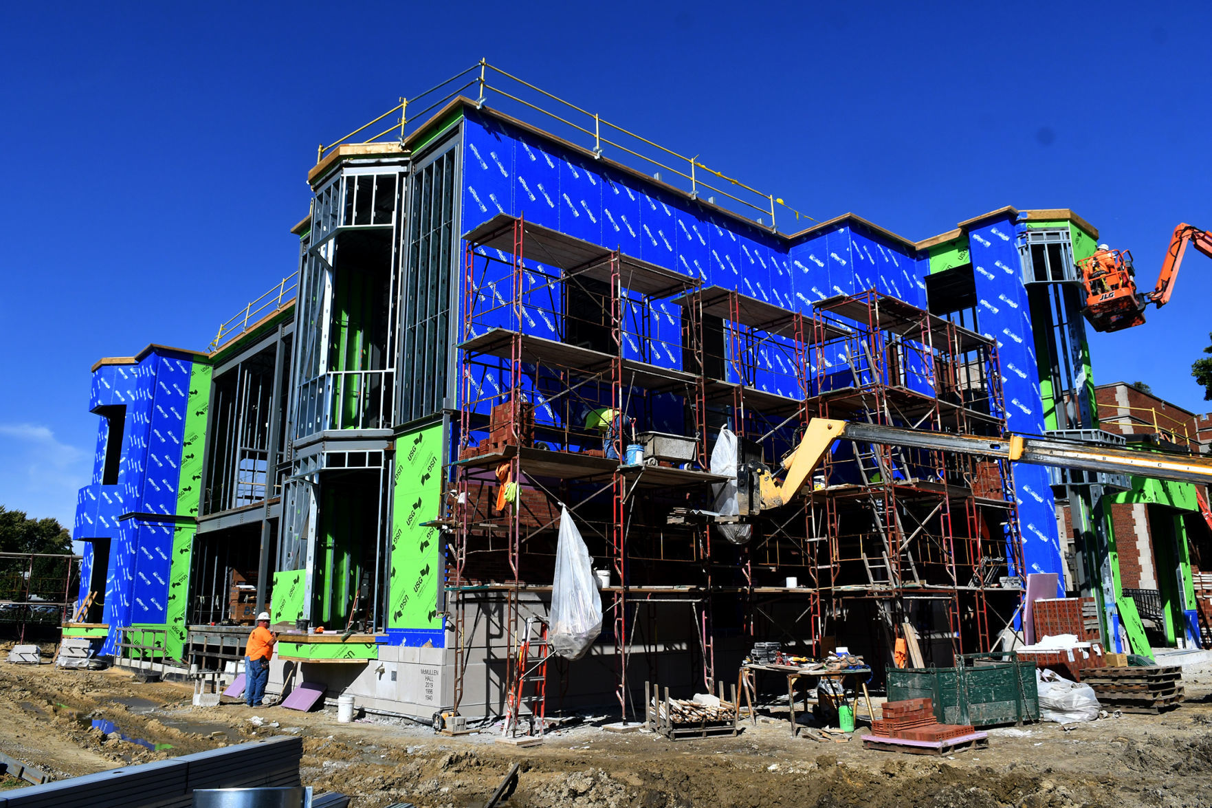 St. Ambrose construction addition to old McMullen Hall.